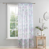 Wisteria Floral Voile Curtain Panel Printed Heavyweight - Lilac