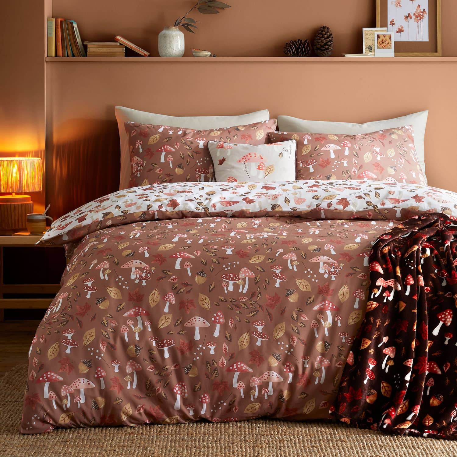 Woodland Dreams Leaf Print Cushion Chocolate 43 x 43cm - Woodland Dreams Cushion In Chocolate 43 X 43Cm 5