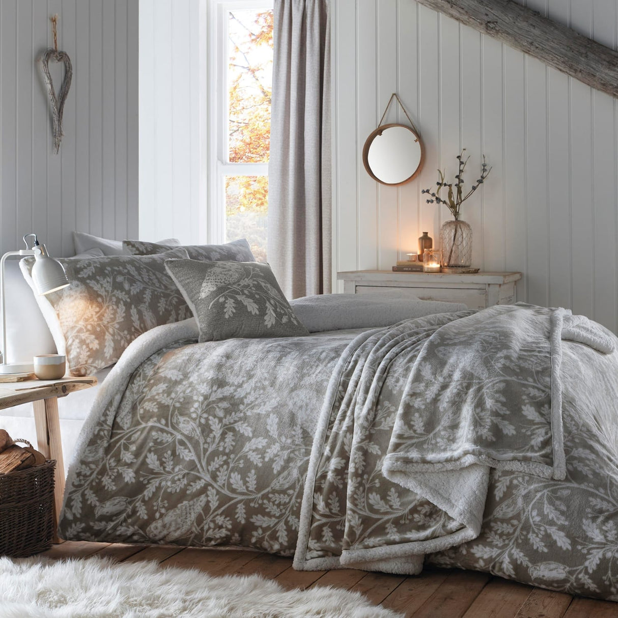 Woodland Owls Cosy Red Reversible Throw – Sage – 150cm x 200cm - Woodland Owls Bedspread In Sage 150 X 200Cm 2