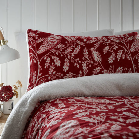 Woodland Owls Cosy Microfibre Duvet Cover Set - Red - Woodland Owls Duvet Cover Set In Red 2