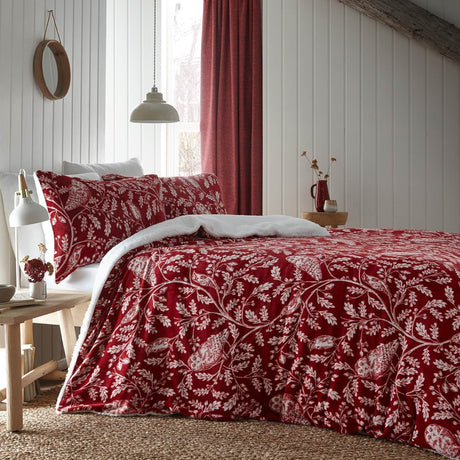 Woodland Owls Cosy Microfibre Duvet Cover Set - Red - Woodland Owls Duvet Cover Set In Red 3