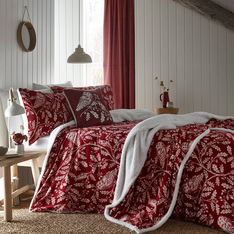 Woodland Owls Cosy Microfibre Duvet Cover Set - Red - Woodland Owls Duvet Cover Set In Red 4