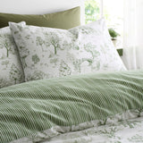 Woodland Toile Green Polycotton Duvet Cover Set - Woodland Toile Duvet Cover Set In Green 2