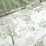 Woodland Toile Green Polycotton Duvet Cover Set - Woodland Toile Duvet Cover Set In Green 3