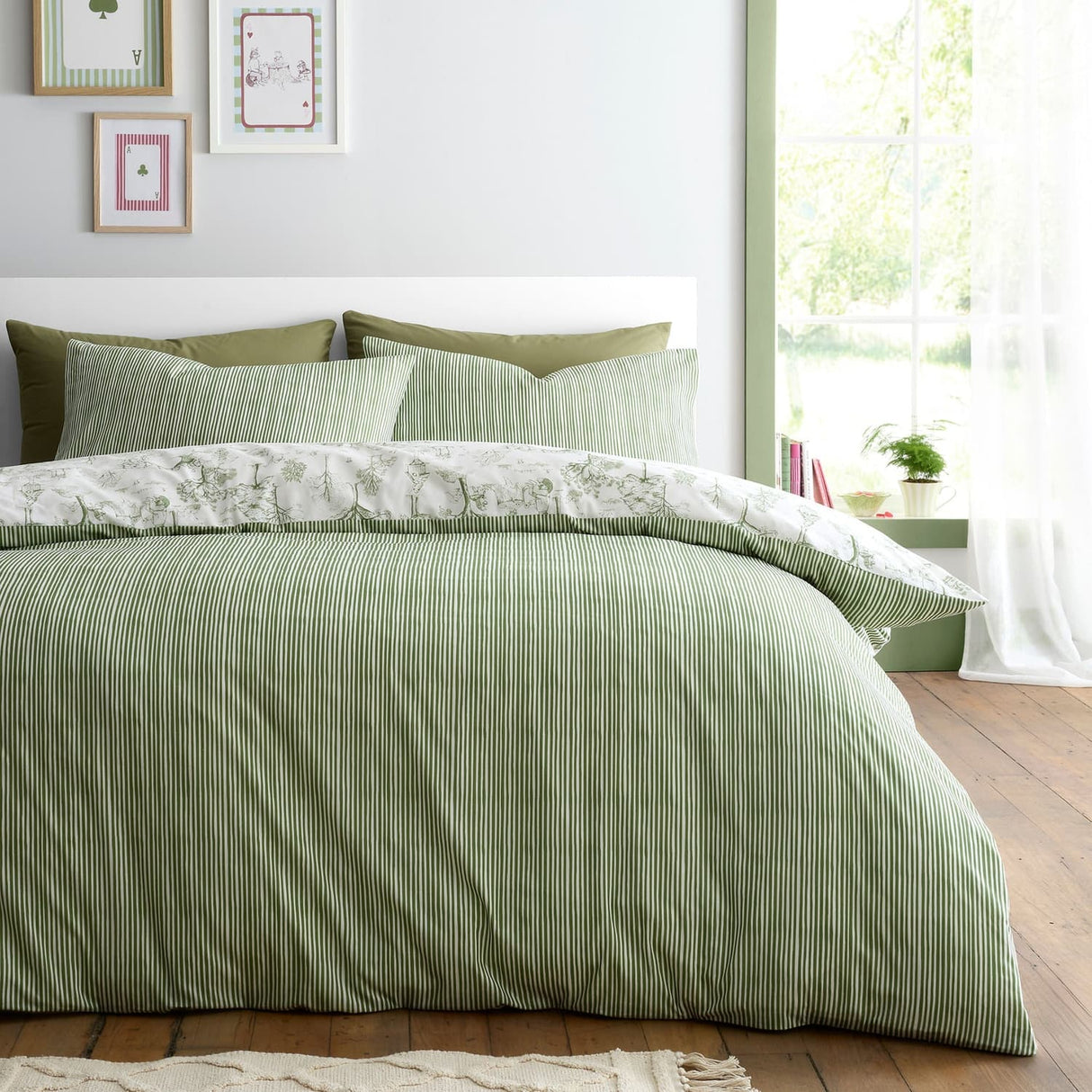 Woodland Toile Green Polycotton Duvet Cover Set - Woodland Toile Duvet Cover Set In Green 4