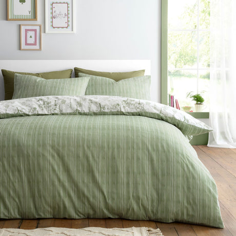 Woodland Toile Green Polycotton Duvet Cover Set - Woodland Toile Duvet Cover Set In Green 4