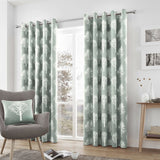 Woodland Trees Eyelet Curtains - Duck Egg Light Filtering