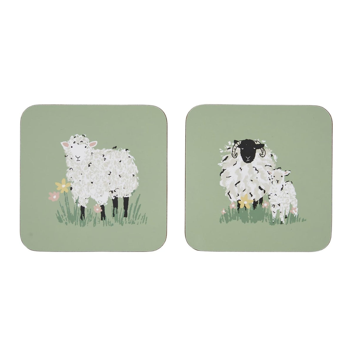 Ulster Weavers Woolly Sheep Cosy Coasters 4 Pack - Woolly Sheep Coasters 4 Pack In Green 2