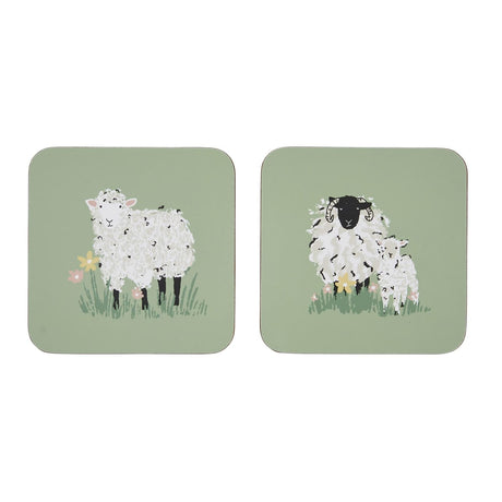 Ulster Weavers Woolly Sheep Cosy Coasters 4 Pack - Woolly Sheep Coasters 4 Pack In Green 2