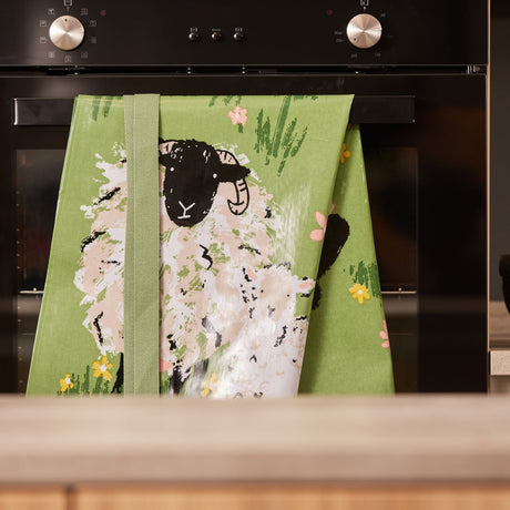 Ulster Weavers Woolly Sheep Cosy PVC Oilcloth Apron - Woolly Sheep Pvc Apron In Green 3