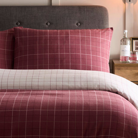 Wynn Flannelette Brushed Cotton Duvet Cover Set - Burgundy - Wynn Duvet Cover Set In Burgundy 2