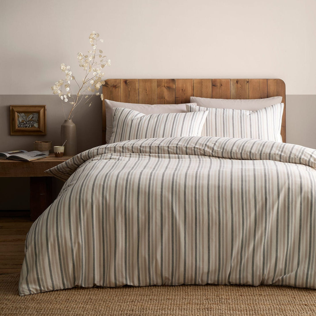 Yarn Dyed Woven Natural 100% Cotton Duvet Cover Bedding Set
