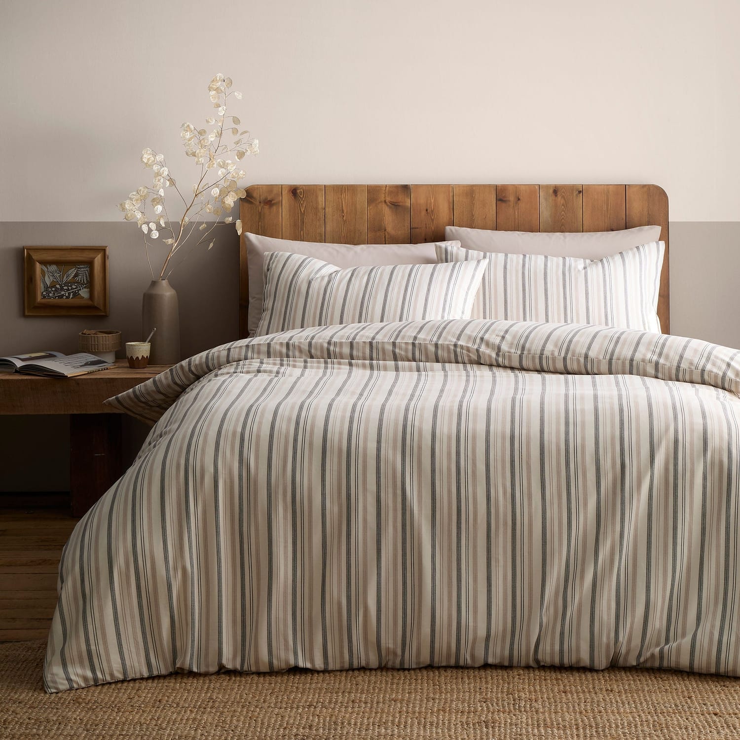 Yarn Dyed Woven 100% Cotton Duvet Cover Set - Natural