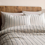 Yarn Dyed Woven 100% Cotton Duvet Cover Set - Natural - Yarn Dyed Woven Thin Stripe Duvet Cover Set In Natural 2