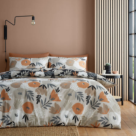 Yasmin Floral Polycotton Duvet Cover Set - Black - Yasmin Duvet Cover Set In Black 4