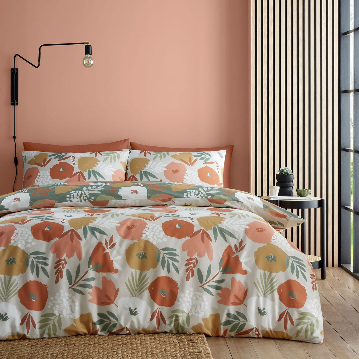 Yasmin Floral Polycotton Duvet Cover Set - Green - Yasmin Duvet Cover Set In Green 3
