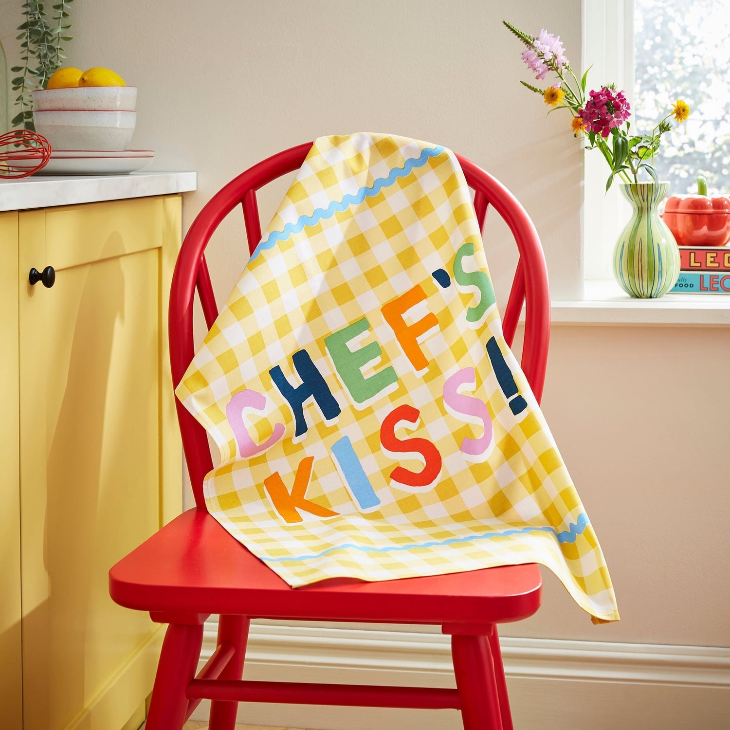 Yes Chef Kiss 100% Cotton Tea Towel Multicolour - Yes Chef Kiss Cotton Tea Towel In Multicolour 2