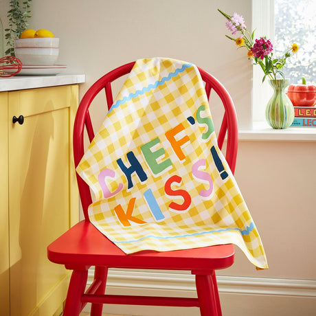 Yes Chef Kiss 100% Cotton Tea Towel Multicolour - Yes Chef Kiss Cotton Tea Towel In Multicolour 2