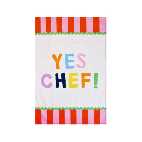 Yes Chef Stripe 100% Cotton Tea Towel Multicolour
