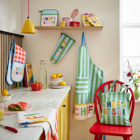 Yes Chef Stripe 100% Cotton Tea Towel Multicolour - Yes Chef Stripe Cotton Tea Towel In Multicolour 3