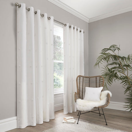 Zara Tufted White Eyelet Curtains Thermal Light Filtering