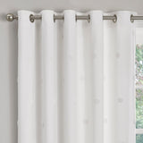 Zara Tufted White Eyelet Curtains Thermal Light Filtering - Zara Eyelet Curtains In White 2