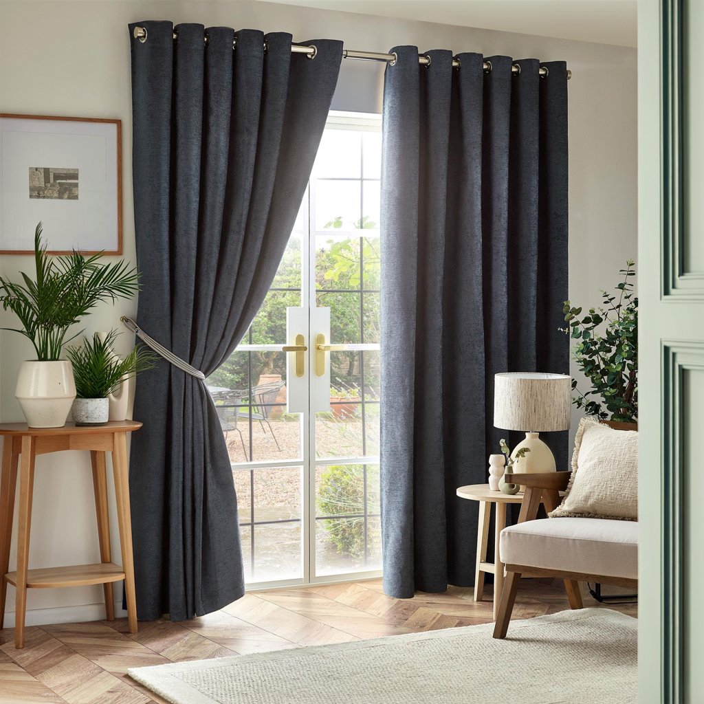 Chenille Blackout Lined Eyelet Curtains by Alan Symonds