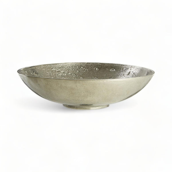 Handcrafted Nickel Finish Large Round Bowl with Classical Grecian Design
