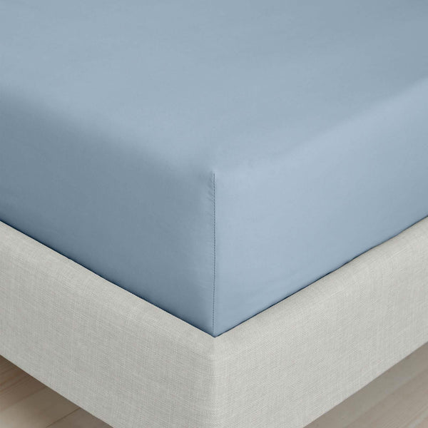 200TC Cotton Percale Fitted Sheet Blue
