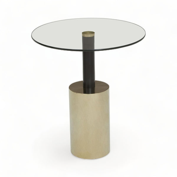 Glass & Gold Pedestal End Table