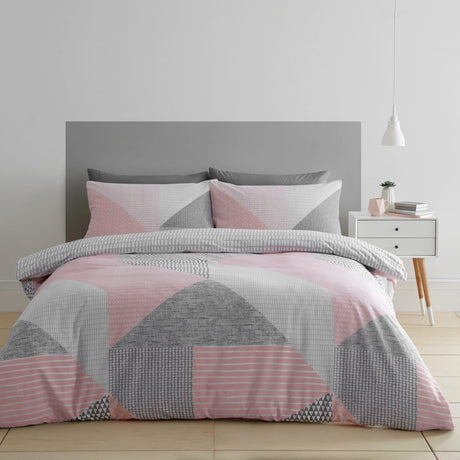 Catherine Lansfield Larsson Geo Duvet Cover Set - Pink