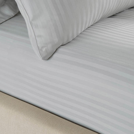 Catherine Lansfield 300 Thread Count Satin Stripe 30cm Deep Fitted Sheet - Grey