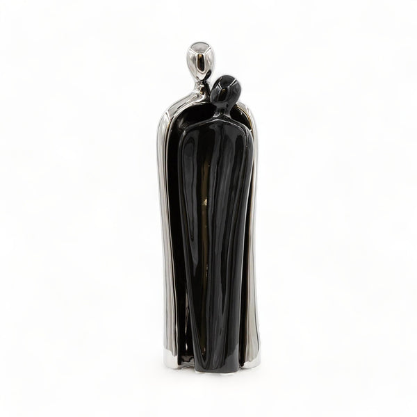 Eros Tall Silver & Black Couple Figurine