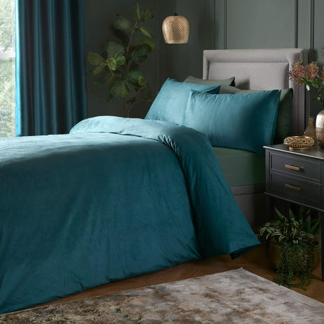 Laurence Llewelyn-Bowen Montrose Luxury Velvet Duvet Cover Set - Teal