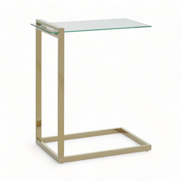 Gold Tempered Glass End Table