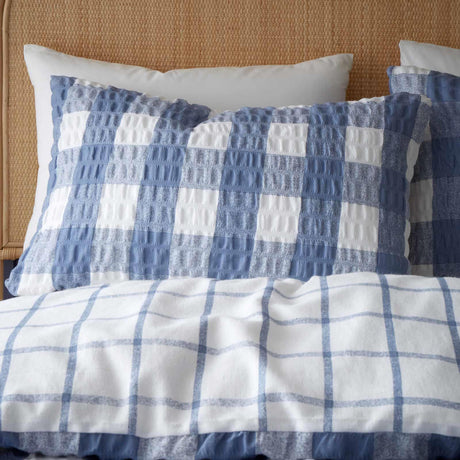 Catherine Lansfield Brushed Seersucker Gingham Cosy Duvet Cover Set 11