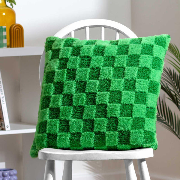 Check It Boucle Fleece Cushion Cover Go Green