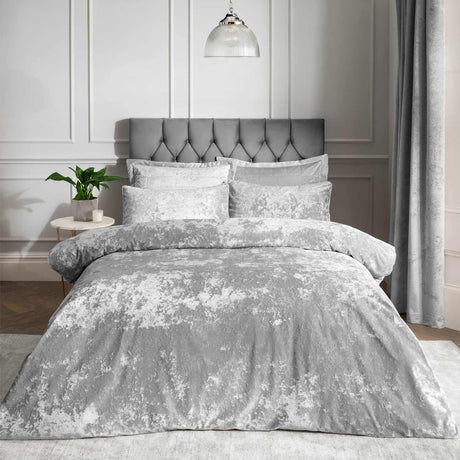 Catherine Lansfield Crushed Velvet Duvet Cover Set - Silver
