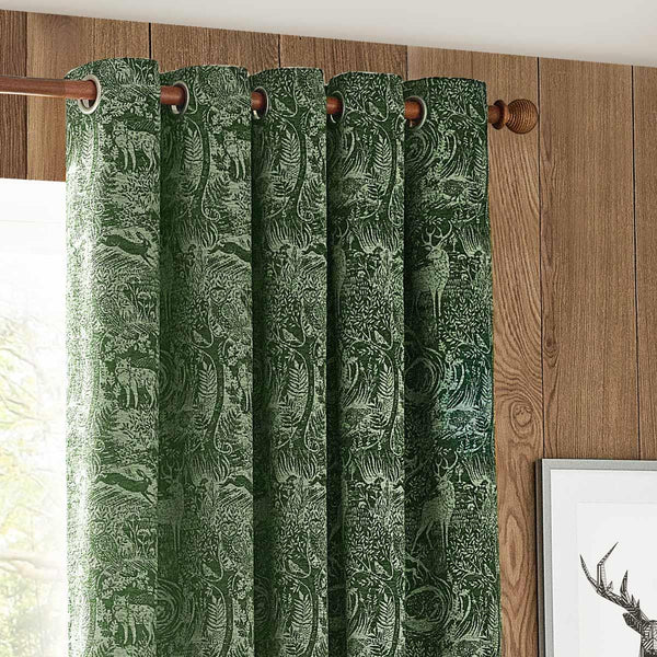 Winter Woods Chenille Eyelet Curtains Emerald