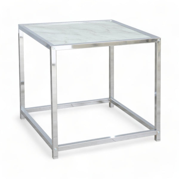 Carrara Marble Effect Side Table
