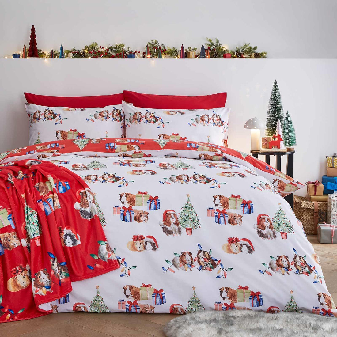 Catherine Lansfield Christmas Guinea Pig Festive Duvet Cover Set