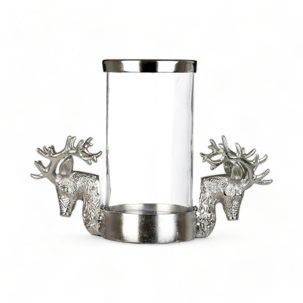 Traditional Stag  Nickel Finish Candle Holder