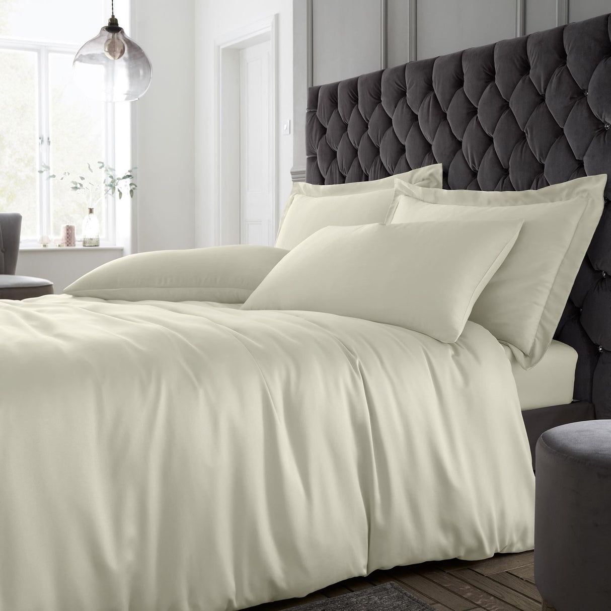 Catherine Lansfield Silky Soft Satin Duvet Cover Set - Champagne