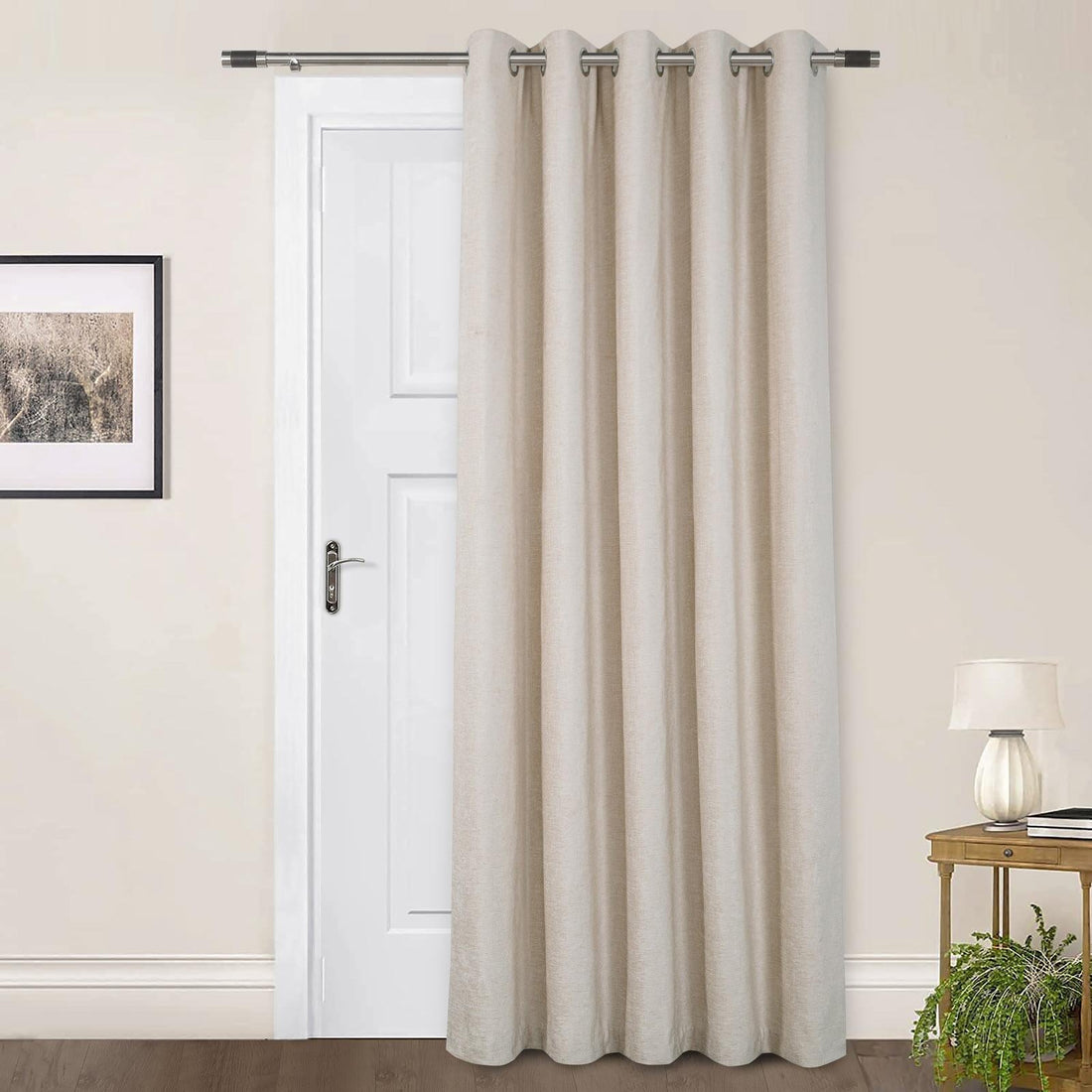 Amberley Natural Chenille Thermal Door Curtain 66 x 84 Inch Heavyweight