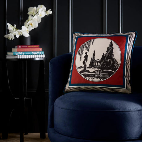 Laurence Llewelyn-Bowen Arcadia Red Scene Print Filled Cushion