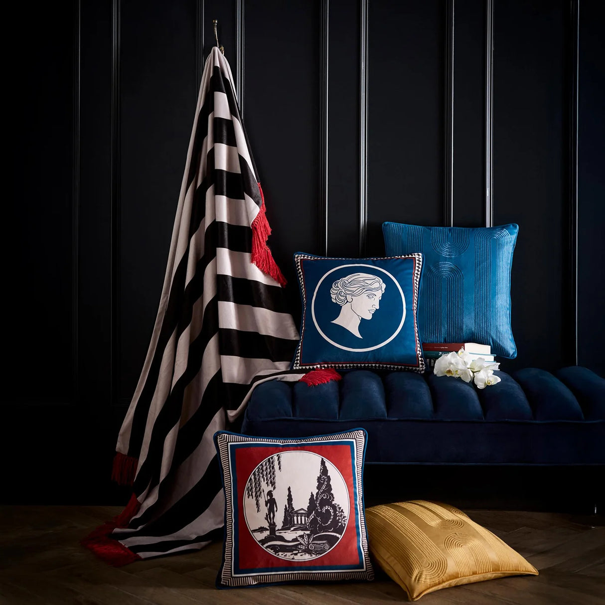 Laurence Llewelyn-Bowen Arcadia Red Scene Print Filled Cushion 5