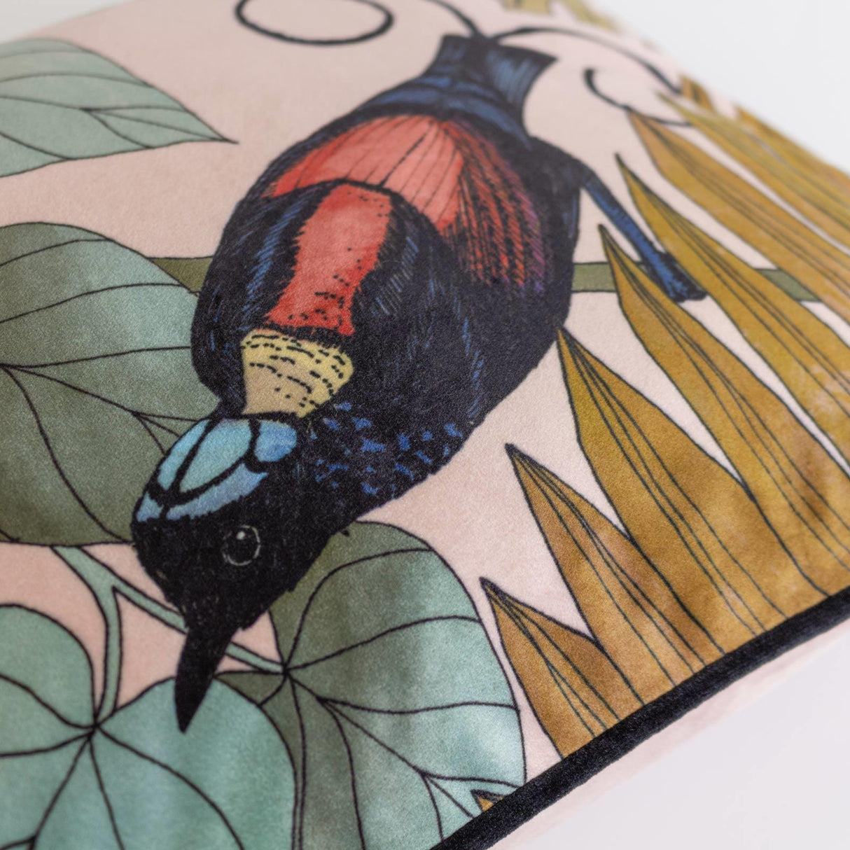 Moriyo Piped Velvet Blush Cushion Cover 12" x 20" by Wylder