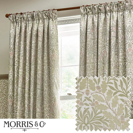 Acorn Stone / Sage Thermal Dimout Pencil Pleat Curtains - additional product view 1