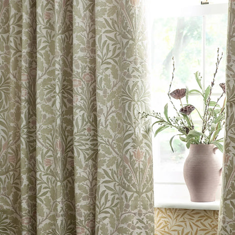 Acorn Stone / Sage Thermal Dimout Pencil Pleat Curtains - additional product view 2