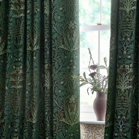 Acorn Thyme / Forest Thermal Dimout Pencil Pleat Curtains - additional product view 2